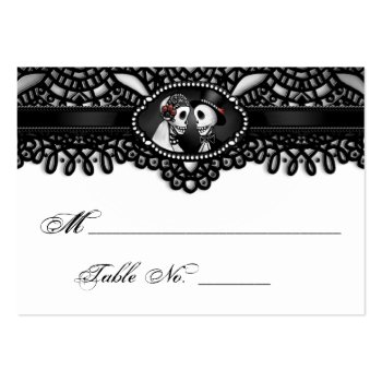 Halloween Elegant Black White Skeleton Place Cards Large Business Cards (pack Of 100) by juliea2010 at Zazzle