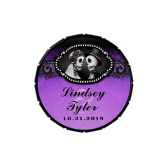 Halloween Elegant Skeletons Purple & Black Names