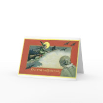 Halloween Flying Witch and Bats cards