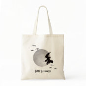 Halloween Flying Witch Canvas Bag