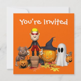 Halloween Friends Trick Or Treating Personalized Invites
