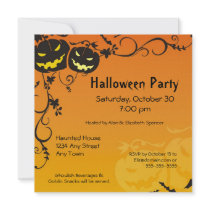 Halloween Frightening Pumpkin Invitations Square