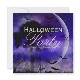 Halloween Full Moon & Bats Nightsky Invitation invitation