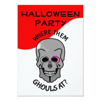 Halloween Funny Skull Ghouls Party Invitation