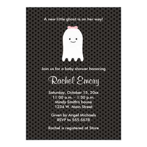 Halloween Ghost Baby Shower Invitations (front side)