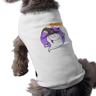 Halloween Ghost Flying In Night And Text Boo petshirt