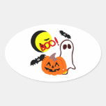 Halloween Ghost Friends Oval Sticker