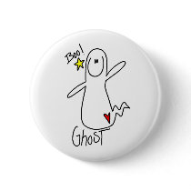Halloween Ghost Stick Figure Button