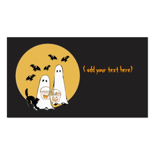 halloween ghosties on  black, business card template (front side)