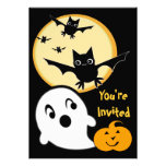 Halloween Ghosts & Bats Kid's Party Invitation