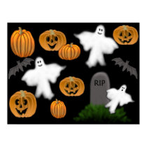 Halloween Ghosts & Pumpkins Poster posters