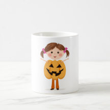 Halloween girl in a pumpkin outfit mug