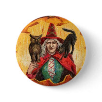 Halloween Good Wishes Witch buttons by VintageHolidays Halloween Good Wishes Witch buttons