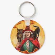 Halloween Good Wishes Witch keychains by VintageHolidays Halloween Good Wishes Witch keychains