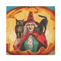 Halloween Good Wishes Witch magnets by VintageHolidays Halloween Good Wishes Witch magnets