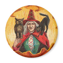 Halloween Good Wishes Witch magnets by VintageHolidays Halloween Good Wishes Witch magnets