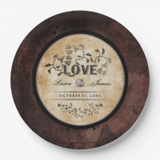 Halloween Gothic Brown LOVE Matching Wedding Plate