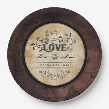 Halloween Gothic Brown Love Matching Wedding Plate 9 Inch Paper Plate by juliea2010 at Zazzle