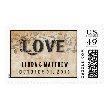 Halloween Gothic Brown Love Wedding Names & Date Postage by juliea2010 at Zazzle