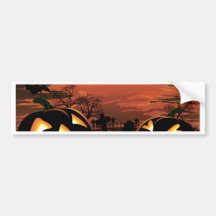 Halloween graveyard background bumper sticker