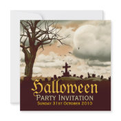 Halloween Graveyard Full Moon Invitation