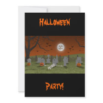 Halloween: Graveyard Scene: Invitation Card by spiritswitchboard Halloween: Graveyard Scene: Invitation Card