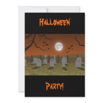 Halloween: Graveyard Scene: Invitation Card by spiritswitchboard Halloween: Graveyard Scene: Invitation Card