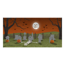 Halloween: Graveyard Scene: Picture Card
