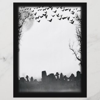 Halloween Graveyard Scene Silhouette flyer