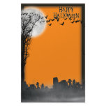Halloween Graveyard Scene Silhouette Personalized Stationery