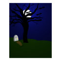 Halloween graveyard with bats posters