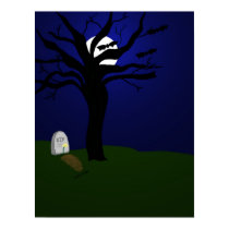 Halloween graveyard with bats posters