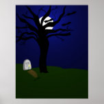 Halloween graveyard with bats posters