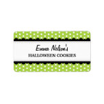 Halloween green polka dot pattern canning jar personalized address labels