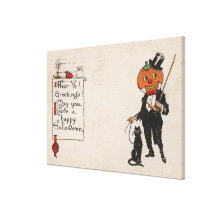 Halloween GreetingJack-O-Lantern in Tux Gallery Wrapped Canvas