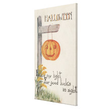 Halloween GreetingJack-O-Lantern on Post Canvas Prints