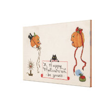 Halloween GreetingMr. & Mrs. Jack-O-Lantern Canvas Print