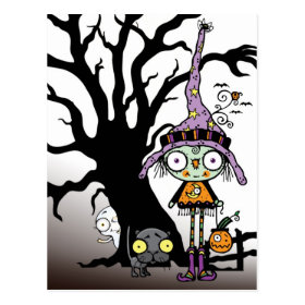 Halloween Greetings from the Witch in Purple Postcard