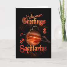 Halloween greetings Sagittarius zodiac Valxart.com Greeting Card
