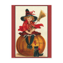 Halloween Greetings Vintage Girl and Cat