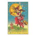 Halloween Greetings Woman On Broom posters