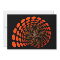 Halloween Hairy Spider in Orange Ovals Tunnel Custom Invite