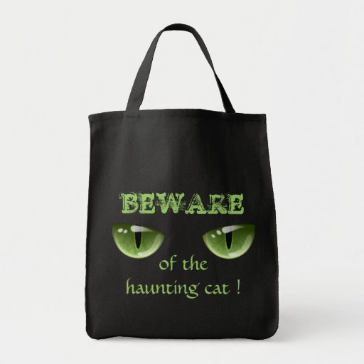 Halloween Haunted Green Cat Eyes Shirts Tote Bags