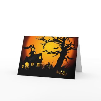 Halloween haunted house greeting cards