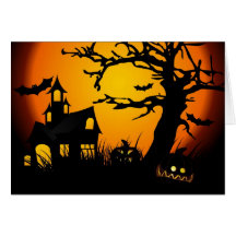 Halloween haunted house greeting cards