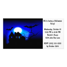 Halloween Haunted House Party Invitations Photo Card Template