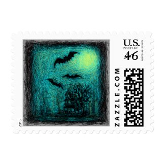 Halloween Haunted House Postage stamp