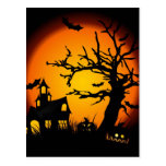 Halloween haunted house postcards