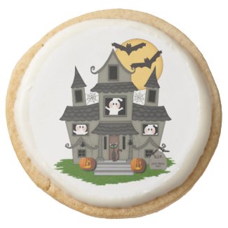Halloween Haunted House Round Sugar Cookie