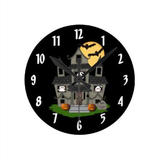 Halloween Haunted House Wall Clock